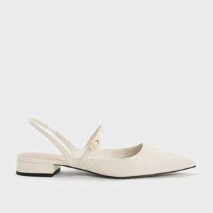 Charles & Keith - Roxane Slingback Mary Jane Flats - Chalk - Size 5